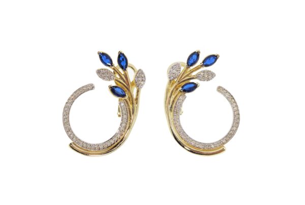 Gold earrings with diamonds and sapphires