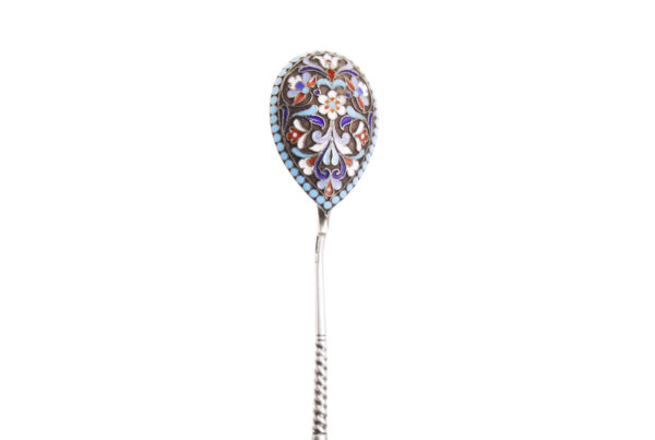 Silver spoon with enamel