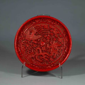 Chinese red lacquer decorative plate