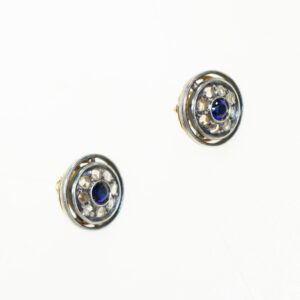Gold earrings with diamonds and sapphires