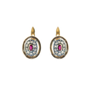 Gold earrings with rubies and diamonds