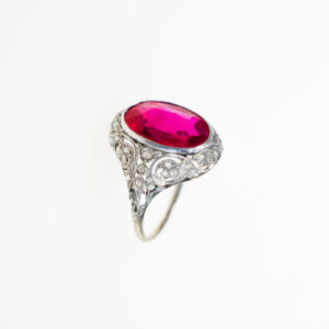 A ring with a large ruby