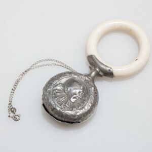 Silver baby rattle
