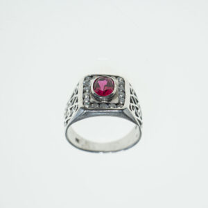 Silver ring with a synthetic ruby