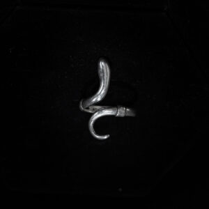 Silver ring in the shape of a snake