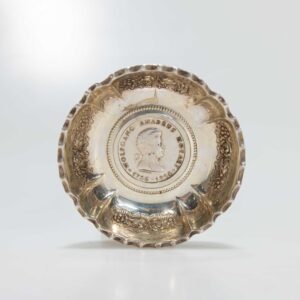 Silver bowl with Wolfgang Amadeus Mozart commemorative coin