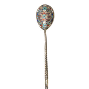 Silver spoon decorated with enamel