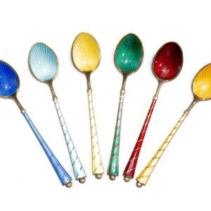 Silver enamel spoons