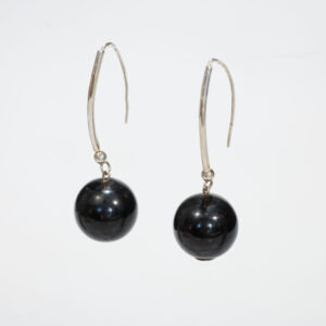Silver earrings with black coral